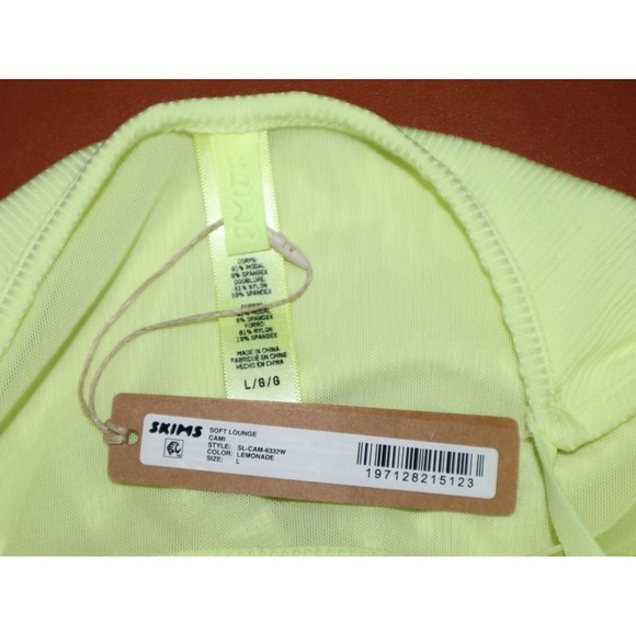 Skims Shirt Women Large Yellow Lemonade Soft Lounge Cami Micro Rib Everyday NWT - Picture 5 of 5
